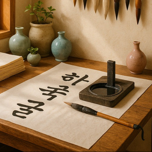 Illustration générée par IA pour les outils de calligraphie
